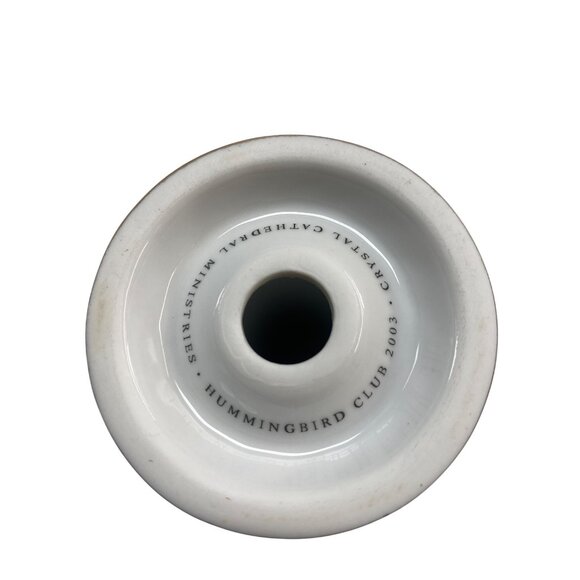 Set Of 2 Crystal Cathedral Ministries Hummingbird Club 2003 Porcelain Candle Sti - Picture 6 of 10